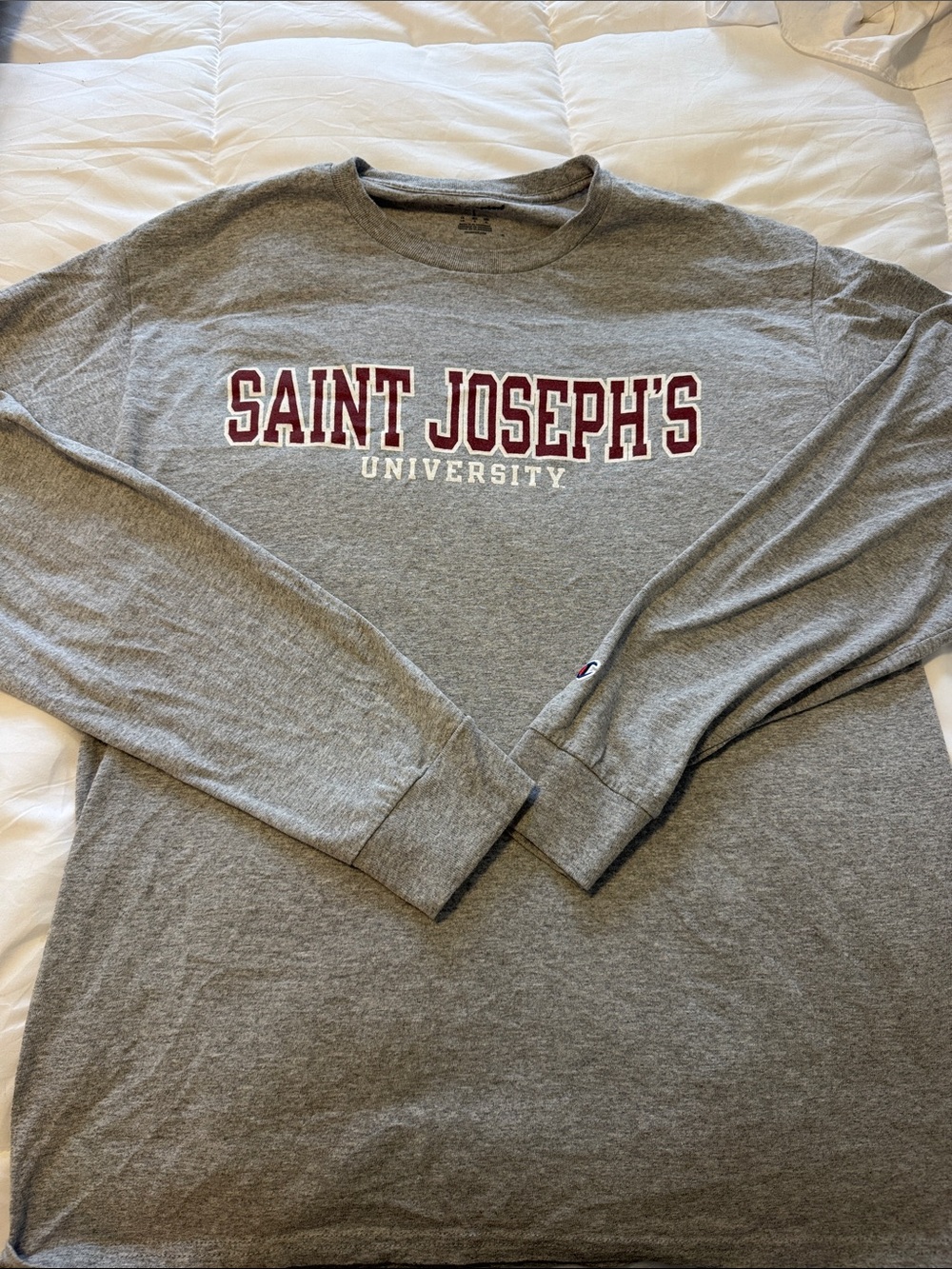 Champion Gray Long-Sleeve 'Saint Joseph's University' Crewneck Shirt